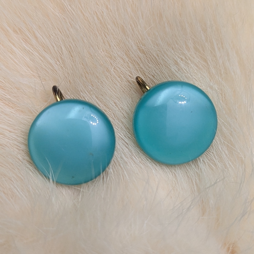 🩵 Blue Shell Vintage Clasp Earrings